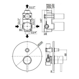 Paffoni Stick bateria wannowo-prysznicowa podtynkowa chrom SK015CR