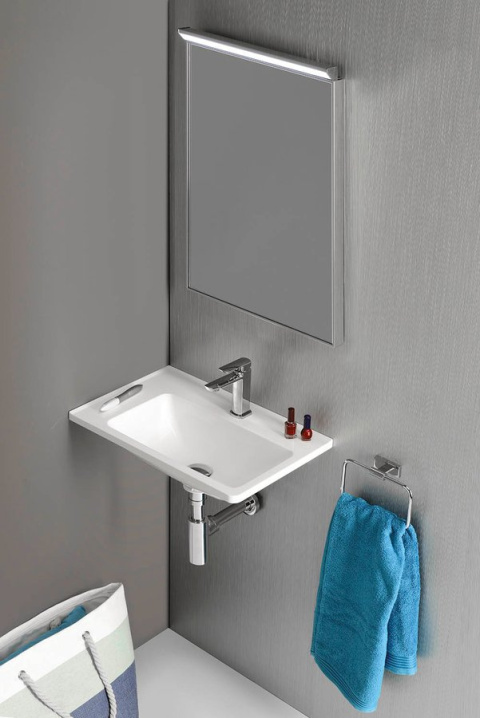 Sapho ARANA umywalka narożna kompozytowa 56x11x35cm, biała, lewa AN055 Sapho ARANA umywalka narożna kompozytowa 56x11x35cm, biała, lewa AN055