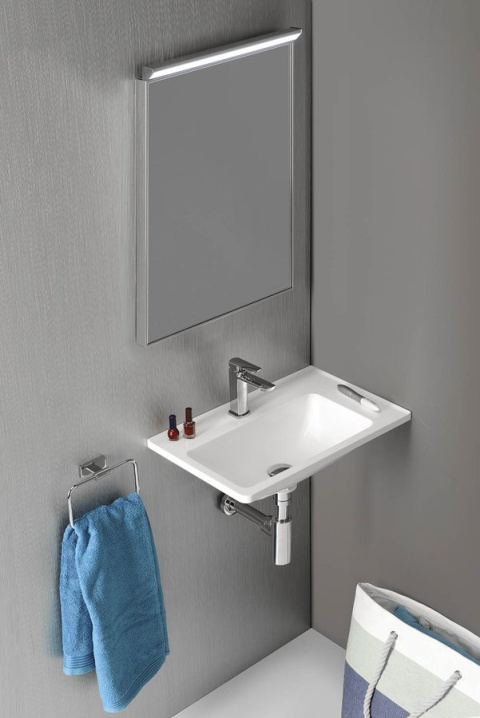 Sapho ARANA umywalka narożna kompozytowa 56x11x35cm, biała, prawa AN056 Sapho ARANA umywalka narożna kompozytowa 56x11x35cm, biała, prawa AN056