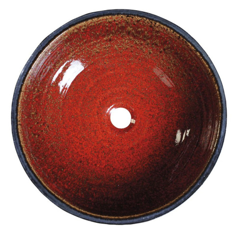 Sapho ATTILA umywalka nablatowa ceramiczna, średnica 44cm, pomidorowo/naftowa DK007 Sapho ATTILA umywalka nablatowa ceramiczna, średnica 44cm, pomidorowo/naftowa DK007
