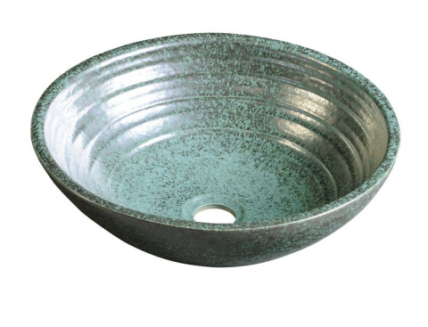 Sapho ATTILA umywalka nablatowa ceramiczna, średnica 44cm, zielona miedź DK006 Sapho ATTILA umywalka nablatowa ceramiczna, średnica 44cm, zielona miedź DK006