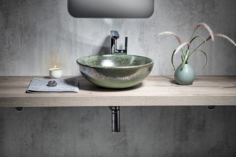 Sapho ATTILA umywalka nablatowa ceramiczna, średnica 44cm, zielona miedź DK006 Sapho ATTILA umywalka nablatowa ceramiczna, średnica 44cm, zielona miedź DK006