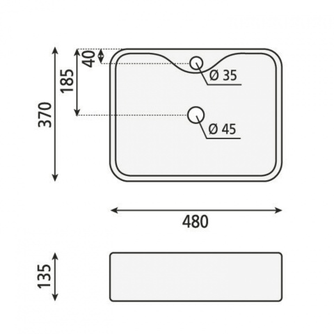 Sapho BALENA umywalka ceramiczna nablatowa 48x13,5x37 cm BH7013