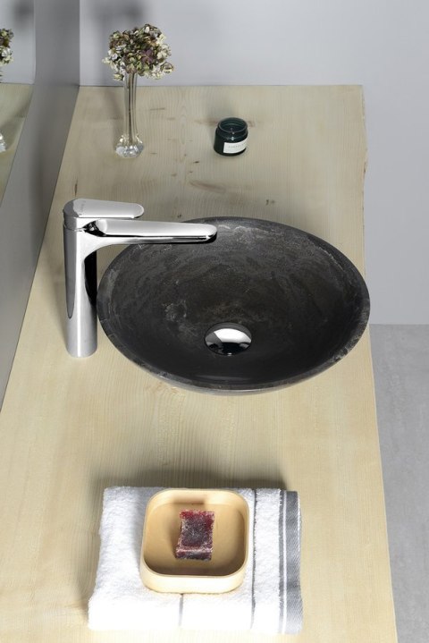 Sapho BLOK 1 umywalka kamienna, średnica 40cm, ciemny kamień matowy 2401-02 Sapho BLOK 1 umywalka kamienna, średnica 40cm, ciemny kamień matowy 2401-02