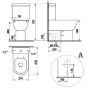 Aqualine JALTA RIMLESS kompakt WC ze spłuczką z deską WC, uniwersalny PB103