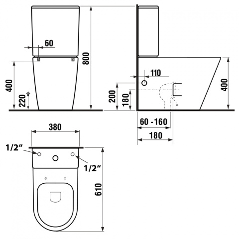 Sapho PACO RIMLESS kompakt WC ze spłuczką z deską Soft Close, uniwersalny PC1012R Sapho PACO RIMLESS kompakt WC ze spłuczką z deską Soft Close, uniwersalny PC1012R