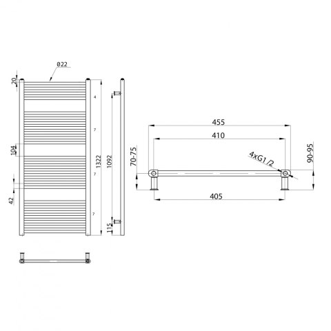 Aqualine DIRECT Grzejnik łazienkowy płaski, 1320x450, 564 W, srebro strukturalne ILS34E Aqualine DIRECT Grzejnik łazienkowy płaski, 1320x450, 564 W, srebro strukturalne ILS34E