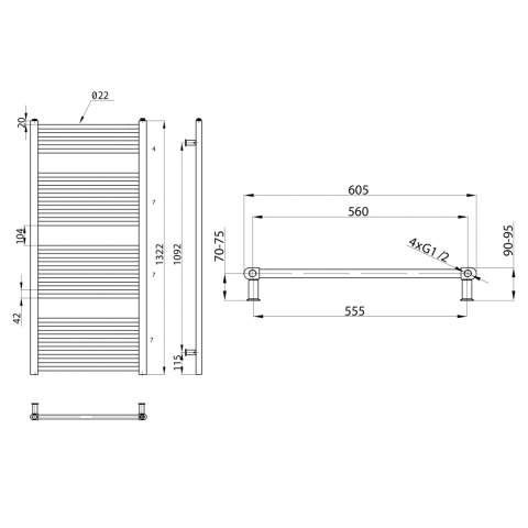 Aqualine DIRECT grzejnik łazienkowy płaski, 1320x600, 714 W, srebro strukturalne ILS36E Aqualine DIRECT grzejnik łazienkowy płaski, 1320x600, 714 W, srebro strukturalne ILS36E