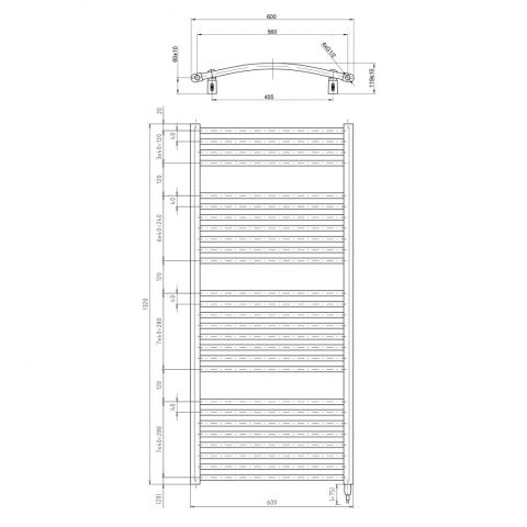 Aqualine ORBIT-E grzejnik elektryczny, łukowy, 600x1320 mm, 600W, biały ILEO36T Aqualine ORBIT-E grzejnik elektryczny, łukowy, 600x1320 mm, 600W, biały ILEO36T