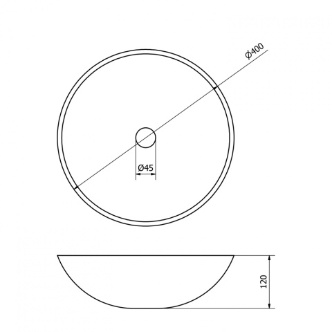 Sapho BLOK umywalka nablatowa kamienna, ∅ 40cm, czarny Marquin, mat 2401-35 Sapho BLOK umywalka nablatowa kamienna, ∅ 40cm, czarny Marquin, mat 2401-35