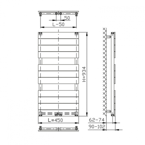 Aqualine BONDI grzejnik łazienkowy 450x934mm, antracyt DC405T Aqualine BONDI grzejnik łazienkowy 450x934mm, antracyt DC405T