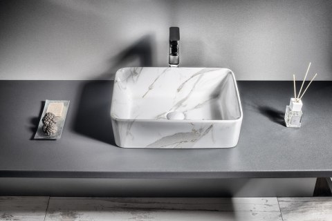 Sapho DALMA umywalka nablatowa ceramiczna 48x13x38 cm, carrara MM517 Sapho DALMA umywalka nablatowa ceramiczna 48x13x38 cm, carrara MM517