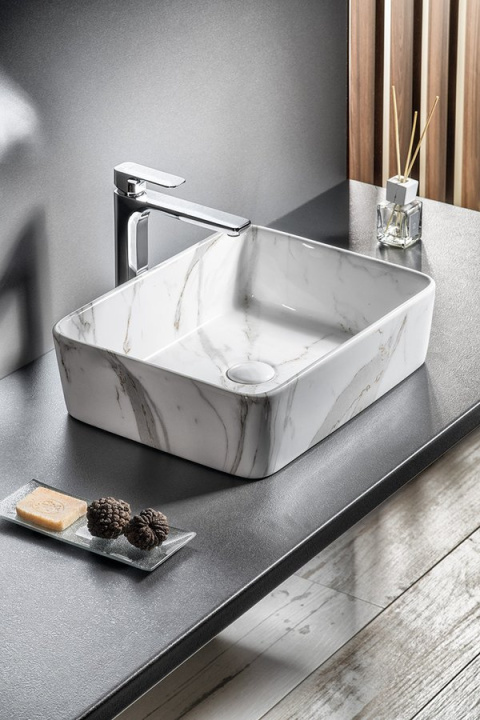 Sapho DALMA umywalka nablatowa ceramiczna 48x13x38 cm, carrara MM517 Sapho DALMA umywalka nablatowa ceramiczna 48x13x38 cm, carrara MM517