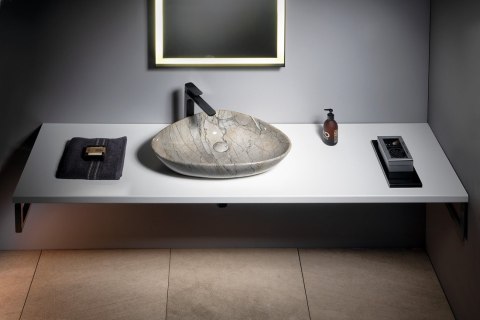 Sapho DALMA umywalka nablatowa ceramiczna 58,5x14x39 cm, grigio MM213 Sapho DALMA umywalka nablatowa ceramiczna 58,5x14x39 cm, grigio MM213