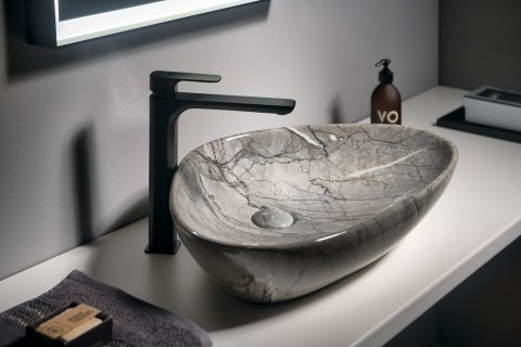 Sapho DALMA umywalka nablatowa ceramiczna 58,5x14x39 cm, grigio MM213 Sapho DALMA umywalka nablatowa ceramiczna 58,5x14x39 cm, grigio MM213