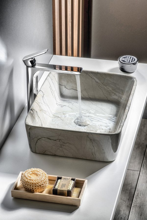 Sapho DALMA umywalka nablatowa ceramiczna 48x13x38 cm, grigio MM513 Sapho DALMA umywalka nablatowa ceramiczna 48x13x38 cm, grigio MM513