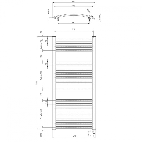 Aqualine ORBIT-E grzejnik elektryczny, łukowy, 450x960 mm, 300W, biały ILEO94T Aqualine ORBIT-E grzejnik elektryczny, łukowy, 450x960 mm, 300W, biały ILEO94T