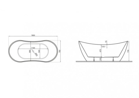 Polimat ABI Wanna wolnostojąca Czarny Połysk 180 x 80 cm 00040 Polimat ABI Wanna wolnostojąca Czarny Połysk 180 x 80 cm 00040