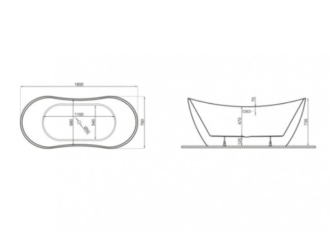 Polimat ABI Wanna wolnostojąca Biały 180 x 80 cm 00039 Polimat ABI Wanna wolnostojąca Biały 180 x 80 cm 00039
