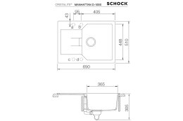 SCHOCK MANHATTAN D-100S CRISTALITE+ Zlewozmywak Granitowy 69x51cm Kolor Moonstone