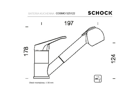 Schock COSMO Bateria Zlewozmywakowa Z Wyciąganą Wylewką Kolor Nero 525122 Schock COSMO Bateria Zlewozmywakowa Z Wyciąganą Wylewką Kolor Nero 525122