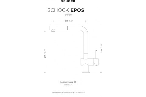 Schock EPOS 540120 Bateria Kuchenna Z Wyciąganą Wylewką Kolor Alpina Schock EPOS 540120 Bateria Kuchenna Z Wyciąganą Wylewką Kolor Alpina
