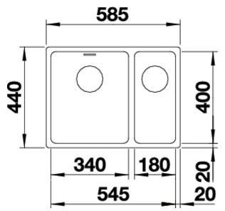 BLANCO ANDANO 340/180-U Komora podwieszana stal szlachetna 58,5x44 komora lewa bez korka aut.z kor. InFino 522979 BLANCO ANDANO 340/180-U Komora podwieszana stal szlachetna 58,5x44 komora lewa bez korka aut.z kor. InFino 522979
