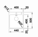 BLANCO ANDANO 400-IF/A Zlewozmywak Stal polerowana 50x44 korek auto InFino, PushControl 525244