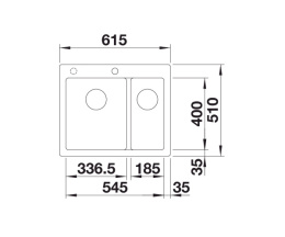 BLANCO PLEON 6 Split Zlewozmywak Granitowy 61,5x51 PuraDur Czarny, lewa, InFino 525955