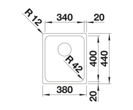 BLANCO SOLIS 340-U Komora podwieszana 44x38 Stal szczotkowana, InFino 526115