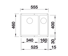 BLANCO SUBLINE 340/160-U Zlewozmywak Granitowy 55,5x46 PuraDur Czarny lewa, InFino 525985