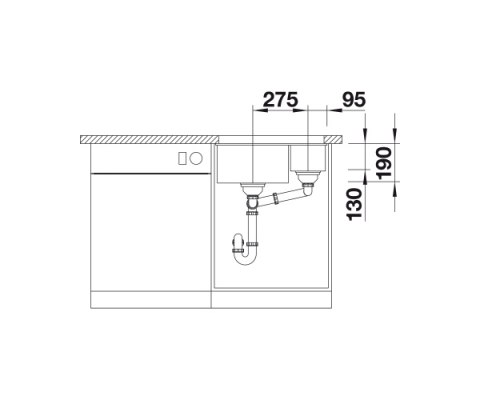BLANCO SUBLINE 340/160-U Zlewozmywak Granitowy 55,5x46 PuraDur Czarny lewa, InFino 525985