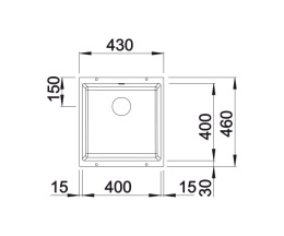 BLANCO SUBLINE 400-U Silgranit Zlewozmywak Granitowy PuraDur Czarny 46x43 InFino 525990