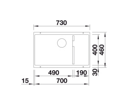 BLANCO SUBLINE 700-U Level Zlewozmywak Granitowy Czarny 73x46 InFino 526004