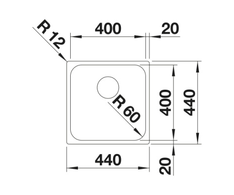 BLANCO SUPRA 400-IF Zlewozmywak Stal szczotkowana 44x44 526350