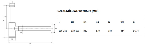 Excellent Syfon D54 Umywalkowy butelkowy złoty PVD INEX.2018GL Excellent Syfon D54 Umywalkowy butelkowy złoty PVD INEX.2018GL