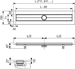 TECEdrainline rynna prysznicowa prosta 1200mm z taśmą uszczelniającą Seal System 601200