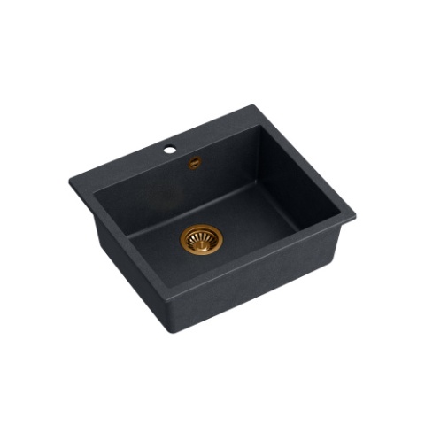 Quadron MORGAN 110 GraniteQ Zlewozmywak Granitowy 57x50cm black diamond/elementy miedziane HB8304U8-C1_P2O Quadron MORGAN 110 GraniteQ Zlewozmywak Granitowy 57x50cm black diamond/elementy miedziane HB8304U8-C1_P2O