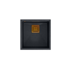 Quadron DAVID 40 GraniteQ Zlewozmywak Granitowy 42x42cm black diamond/elementy miedziane HQD4242U8-C1