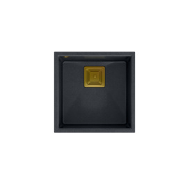 Quadron DAVID 40 GraniteQ Zlewozmywak Granitowy 42x42cm black diamond/elementy złote HQD4242U8-G1