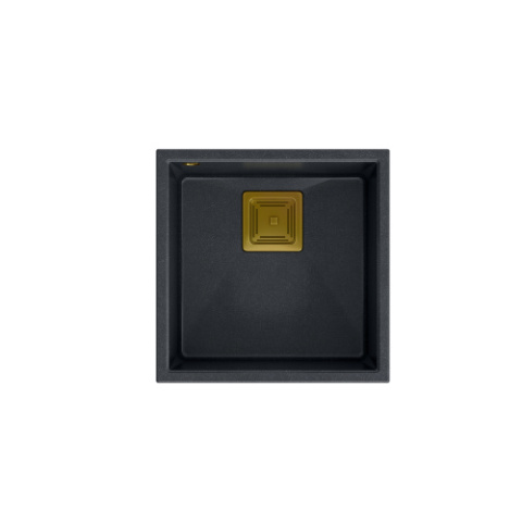 Quadron DAVID 40 GraniteQ Zlewozmywak Granitowy 42x42cm black diamond/elementy złote HQD4242U8-G1 Quadron DAVID 40 GraniteQ Zlewozmywak Granitowy 42x42cm black diamond/elementy złote HQD4242U8-G1