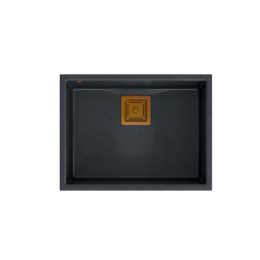 Quadron DAVID 50 GraniteQ Zlewozmywak Granitowy 55x42cm black diamond/elementy miedziane HQD5542U8-C1