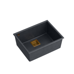 Quadron DAVID 50 GraniteQ Zlewozmywak Granitowy 55x42cm black diamond/elementy miedziane HQD5542U8-C1