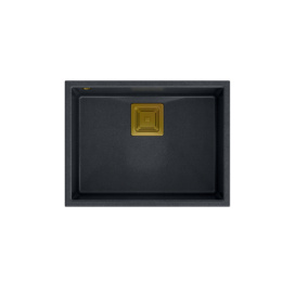 Quadron DAVID 50 GraniteQ Zlewozmywak Granitowy 55x42cm black diamond/elementy złote HQD5542U8-G1