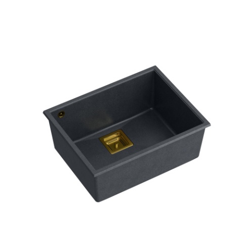 Quadron DAVID 50 GraniteQ Zlewozmywak Granitowy 55x42cm black diamond/elementy złote HQD5542U8-G1 Quadron DAVID 50 GraniteQ Zlewozmywak Granitowy 55x42cm black diamond/elementy złote HQD5542U8-G1