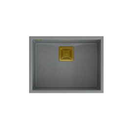 Quadron DAVID 50 GraniteQ Zlewozmywak Granitowy 55x42cm silver stone/elementy złote HQD5542U5-G1
