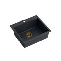 Quadron MORGAN 110 GraniteQ Zlewozmywak Granitowy 57x50cm black diamond/elementy złote HB8304U8-G1_P2O