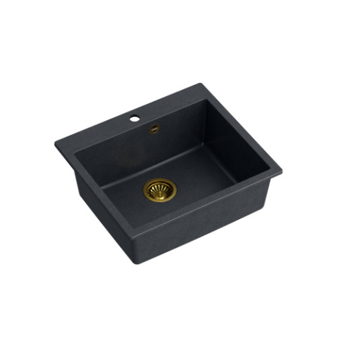 Quadron MORGAN 110 GraniteQ Zlewozmywak Granitowy 57x50cm black diamond/elementy złote HB8304U8-G1_P2O Quadron MORGAN 110 GraniteQ Zlewozmywak Granitowy 57x50cm black diamond/elementy złote HB8304U8-G1_P2O