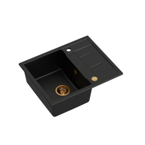 Quadron MORGAN 116 GraniteQ Zlew Granitowy 62x50cm pure carbon/elementy miedziane HB8210U7-C1_P2O