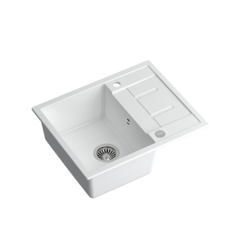 Quadron MORGAN 116 GraniteQ Zlewozmywak Granitowy 62x50cm snow white/elementy stalowe HB8210U1-BS_P2O Quadron MORGAN 116 GraniteQ Zlewozmywak Granitowy 62x50cm snow white/elementy stalowe HB8210U1-BS_P2O